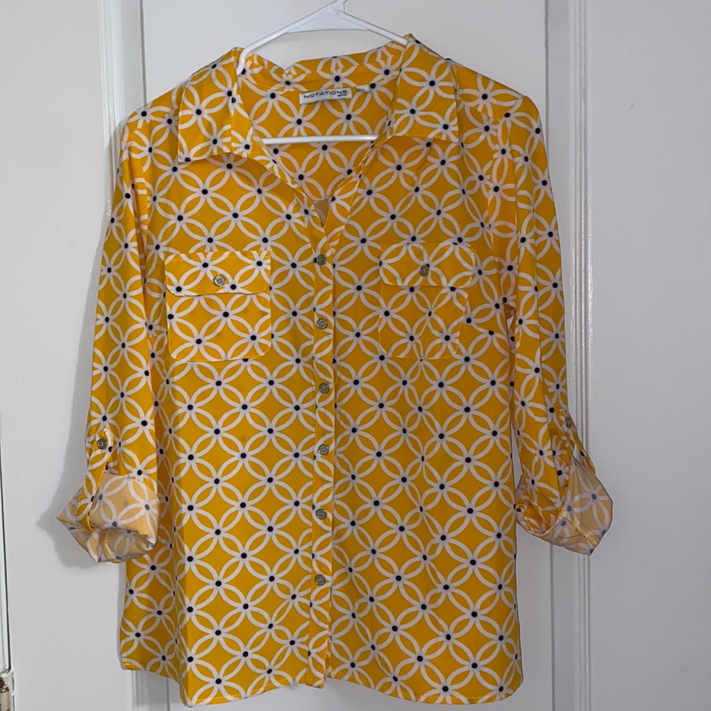 Notations - Button Down Blouse W/ Pockets